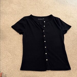 Abercrombie & Fitch Navy Ribbed Henley